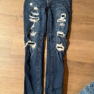 American Eagle Outfitters Dark Blue Distressed Jeggings